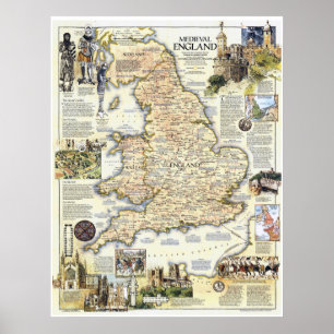 " Engeland: 1979 Das Mittelalterliche England Kart Poster