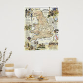 " Engeland: 1979 Das Mittelalterliche England Kart Poster (Keuken)