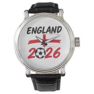 Engeland 2026 Voetbalfan Design, Kruis en Voetbal Horloge