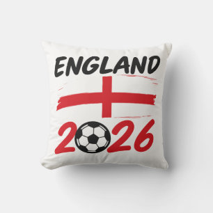 Engeland 2026 Voetbalfan Design, Kruis en Voetbal Kussen