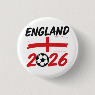 Engeland 2026 Voetbalfan Design, Kruis en Voetbal Ronde Button 3,2 Cm