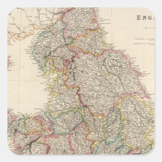 Engeland 3 vierkante sticker (Voorkant)