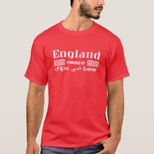 Engeland aangedreven door chips en bier t-shirt (Voorkant)