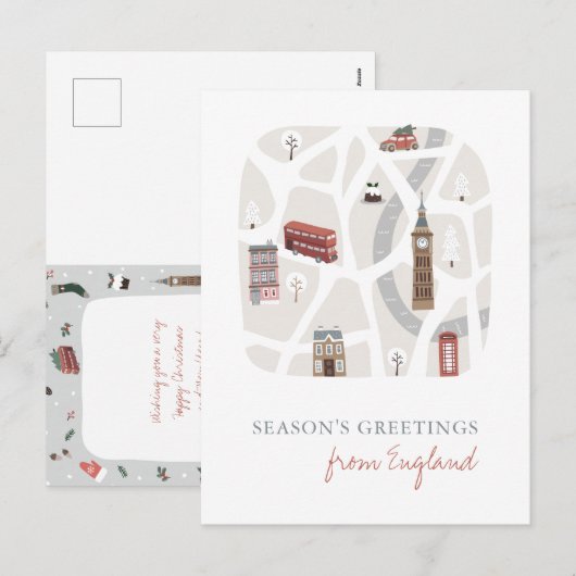 Engeland Britse Seizoenen Groeten Feestdagenkaart (Voorkant / Achterkant)