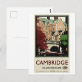 Engeland Cambridge Oude Reisposter Gerestaureerd Briefkaart (Voorkant / Achterkant)
