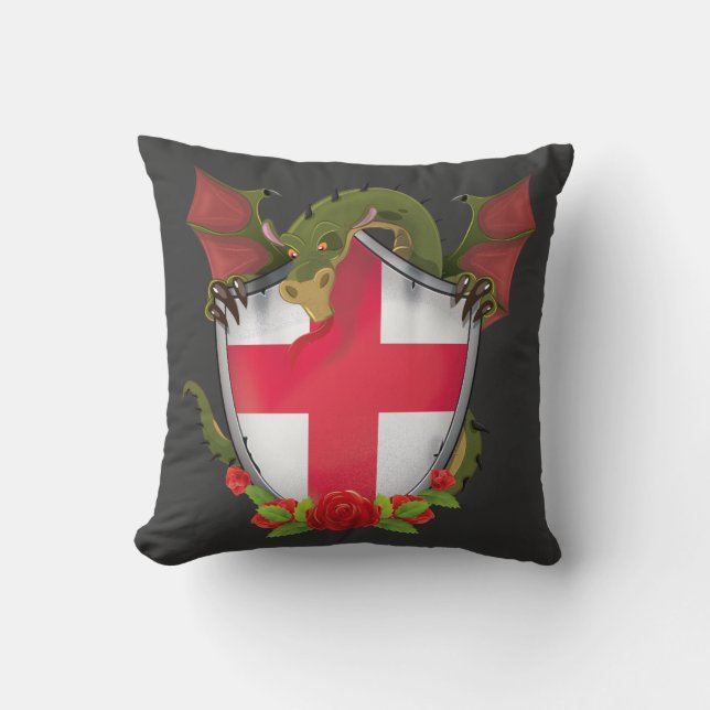 Engeland Draak en Engelse Vlag schild Kussen (Voorkant)