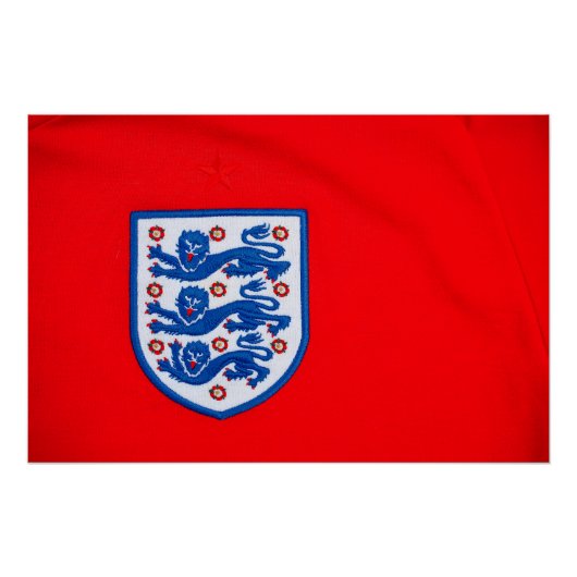 Engeland Drie Leeuwen Shirt Badge Perfect Poster (Voorkant)
