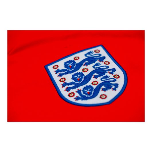Engeland Drie Leeuwen Shirt Badge Perfect Poster (Voorkant)