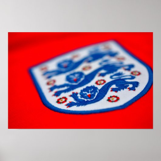 Engeland Drie Leeuwen Shirt Badge Poster (Voorkant)