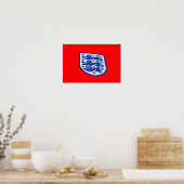Engeland Drie Leeuwen Shirt Badge Poster (Keuken)