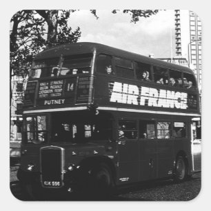 -Engeland dubbellaagse bus 1970 in Londen Vierkante Sticker
