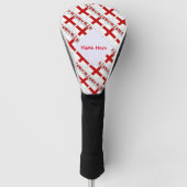 Engeland en Engelse vlag betegelde rode personalis Golfheadcover (Voorkant)
