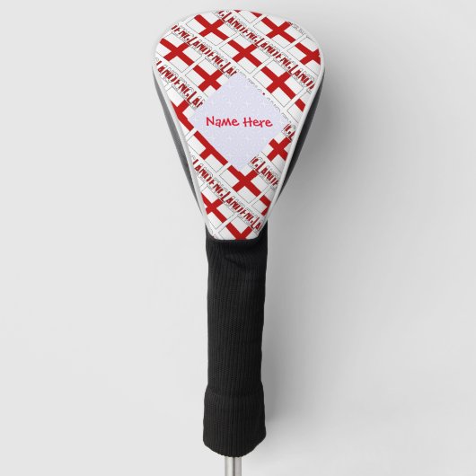 Engeland en Engelse vlag betegelde rode personalis Golfheadcover (Voorkant)