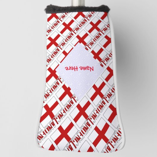 Engeland en Engelse vlag betegelde rode personalis Golfheadcover (Draai 90)