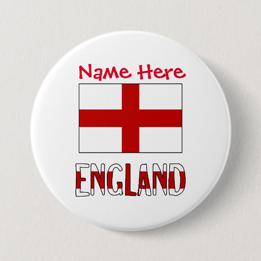 Engeland en Engelse vlag Rode Personalisatie Ronde Button 7,6 Cm (Voorkant)
