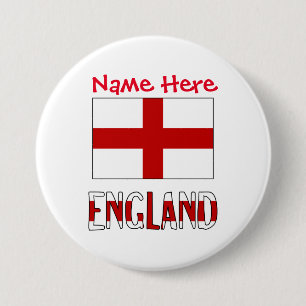 Engeland en Engelse Vlag Rood Personalisatie Rond Ronde Button 7,6 Cm