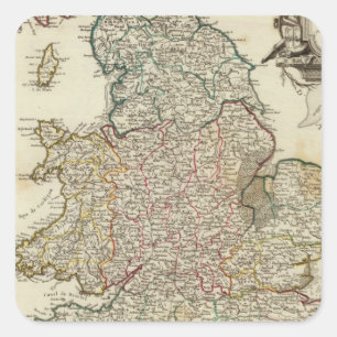 Engeland en Wales 2 Vierkante Sticker