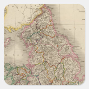 Engeland en Wales 3 Vierkante Sticker