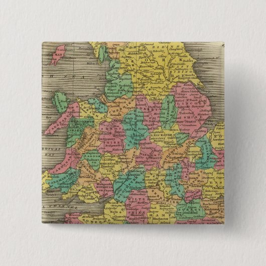 Engeland en Wales Vierkante Button 5,1 Cm (Voorkant)