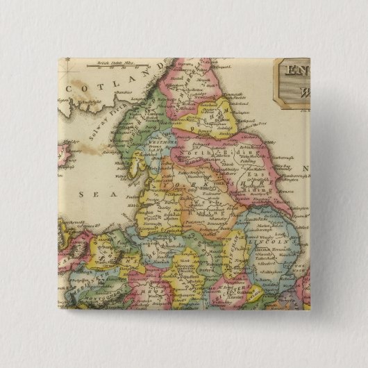 Engeland en Wales Vierkante Button 5,1 Cm (Voorkant)