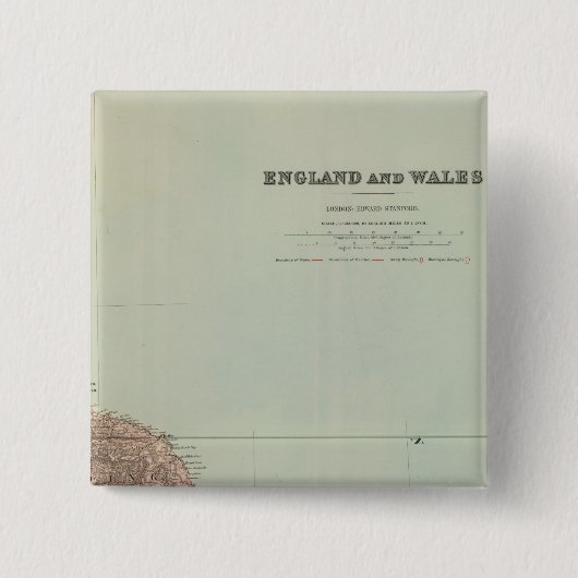 Engeland en Wales Vierkante Button 5,1 Cm (Voorkant)