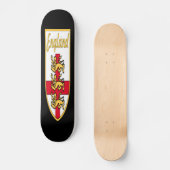 Engeland, Engels, 3 Lions Badge of Crest, Black Ba Skateboard (Voorkant)