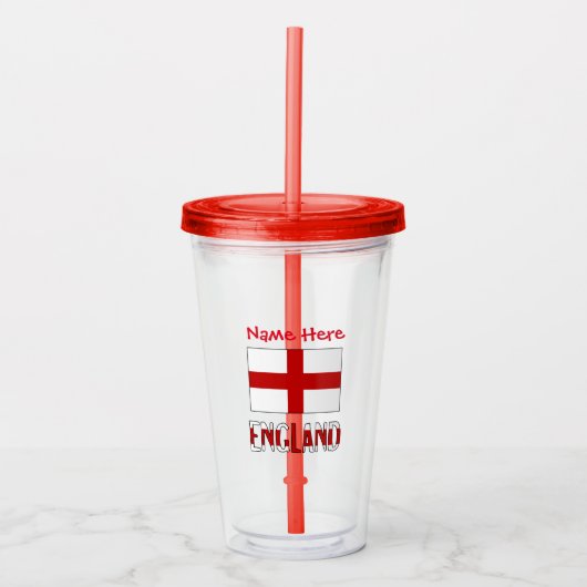 Engeland Engels Vlag Rode Personalisatie Acryl Drinkbeker (Voorkant)
