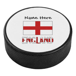Engeland Engelse Vlag Zwart Personalisatie Hockey Puck