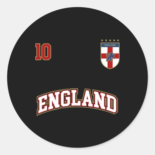Engeland Football Team Nummer 10 Engelse Vlag Socc Ronde Sticker (Voorkant)