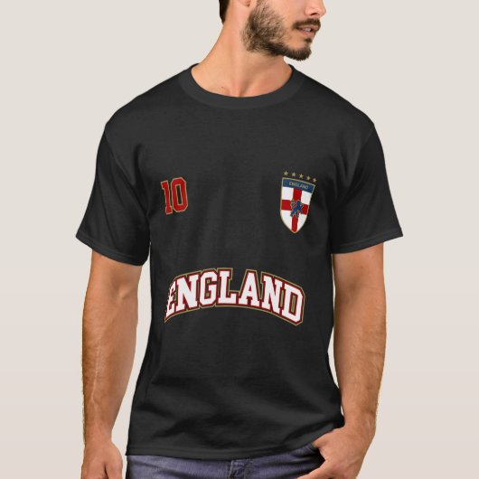 Engeland Football Team Nummer 10 Engelse Vlag Socc T-shirt (Voorkant)