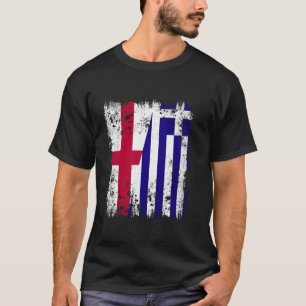 Engeland Griekenland Half Vlag Engels Griekse Vlag T-shirt
