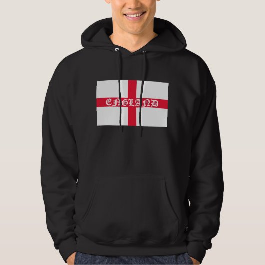 Engeland in witte tekst op vlag hoodie (Voorkant)
