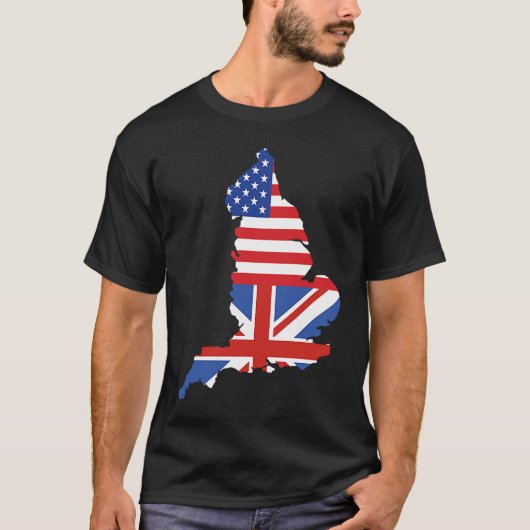 Engeland - kaart VS vlag Britse vlag Half Britse h T-shirt (Voorkant)