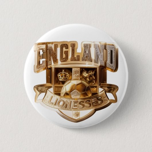 Engeland Leeuwinnen gouden badge Ronde Button 5,7 Cm (Voorkant)