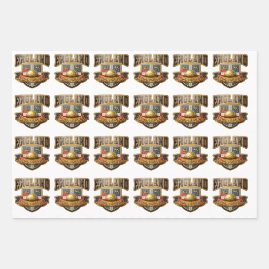 Engeland Leeuwinnen Kleur en Goud Wrapping Papier Inpakpapier Vel (Voorkant 3)