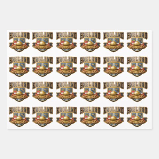 Engeland Leeuwinnen Kleur en Goud Wrapping Papier Inpakpapier Vel (Voorkant)