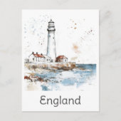 Engeland Lighthouse Coast Waterverf Britse reizen Briefkaart (Voorkant)
