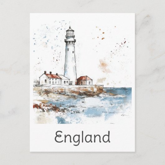Engeland Lighthouse Coast Waterverf Britse reizen Briefkaart (Voorkant)