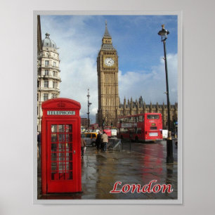 Engeland - Londen - Big Ben - dubbel-decke - Poster