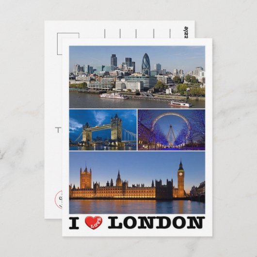 Engeland - Londen - I Love - Briefkaart (Voorkant / Achterkant)