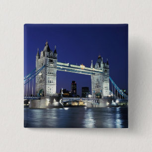 Engeland, Londen, Tower Bridge 3 Vierkante Button 5,1 Cm