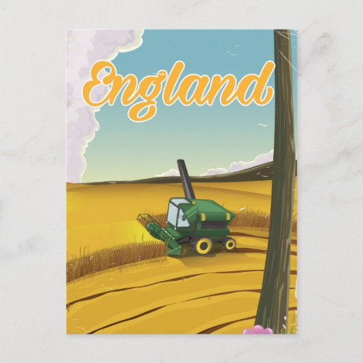 Engeland maaidorser reisposter briefkaart (Voorkant)