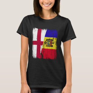Engeland Moldavië Half Vlag Engels Moldavisch Erfg T-shirt