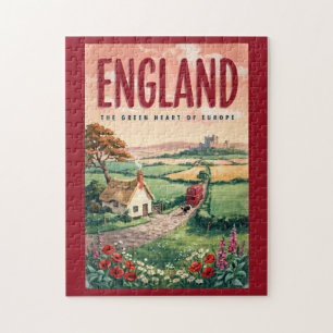 Engeland Platteland Illustratie Reis Kunst Retro Legpuzzel
