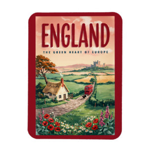 Engeland Platteland Illustratie Reis Kunst Retro Magneet