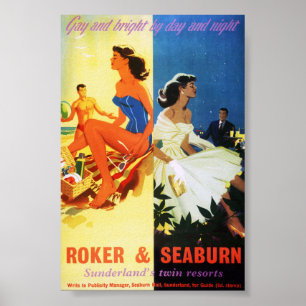 Engeland Roker en Seaburn Gerestaureerde Vintage P Poster