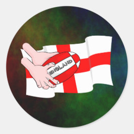 Engeland Rugby Team Supporters Vlag Met Bal Ronde Sticker