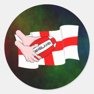 Engeland Rugby Team Supporters Vlag Met Bal Ronde Sticker