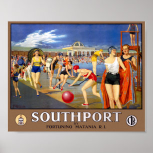Engeland Southport Gerestaureerde Vintage Reispost Poster