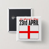 Engeland, St. George's Day Vierkante Button 5,1 Cm (Voorkant /achterkant)